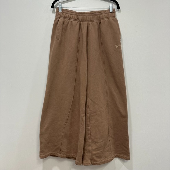 YoungLA Pants - YoungLA Womens Sweatpants XL Brown Wide Leg Pleat Stretch Lounge Streetwear